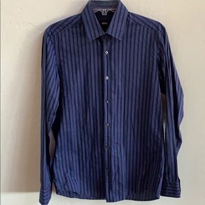 Boss blue striped dress shirt